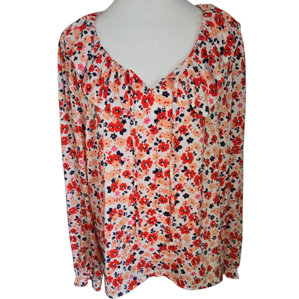 Croft & Barrow Red Ruffled Blouse
